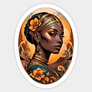 African Queen Tribal art retro vintage floral design Sticker